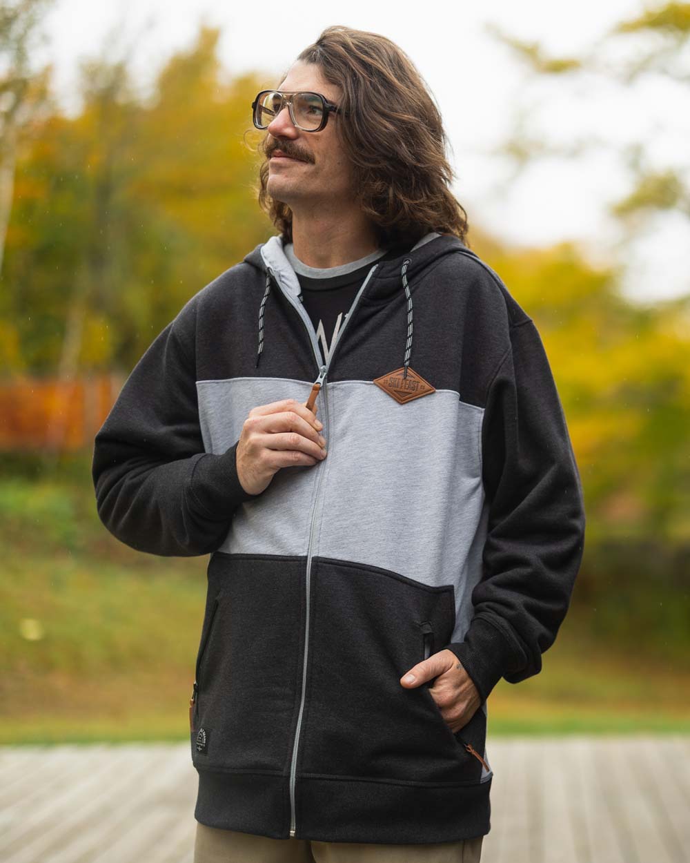 Crawford Zip Hoodie - Vintage Black/Gray