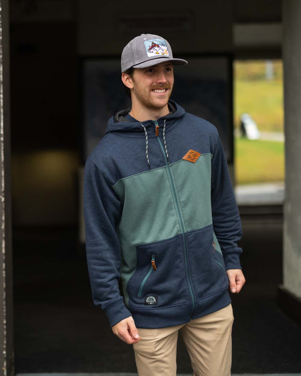 Crawford Zip Hoodie - Navy/Pine