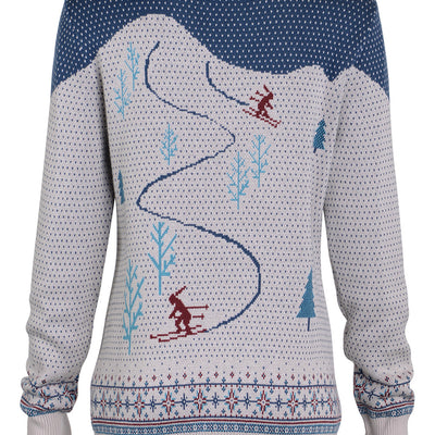 Women's Powder Day Shredder Sweater - Teal/Gray