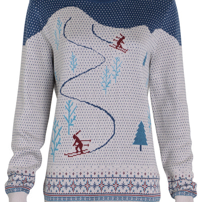 Women's Powder Day Shredder Sweater - Teal/Gray