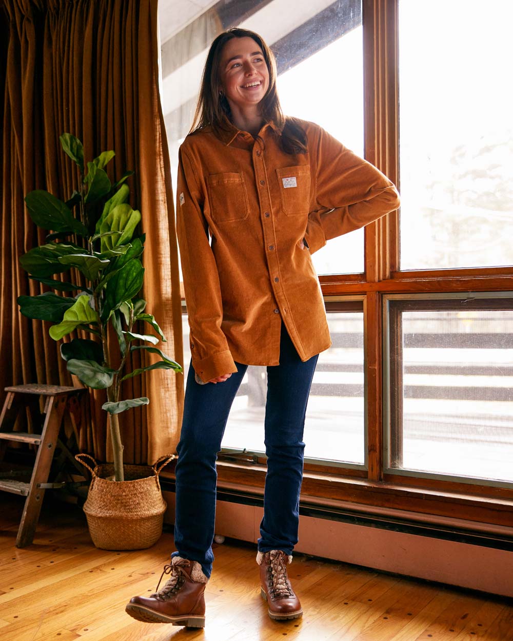 Cat Tracks Corduroy Shirt - Bark