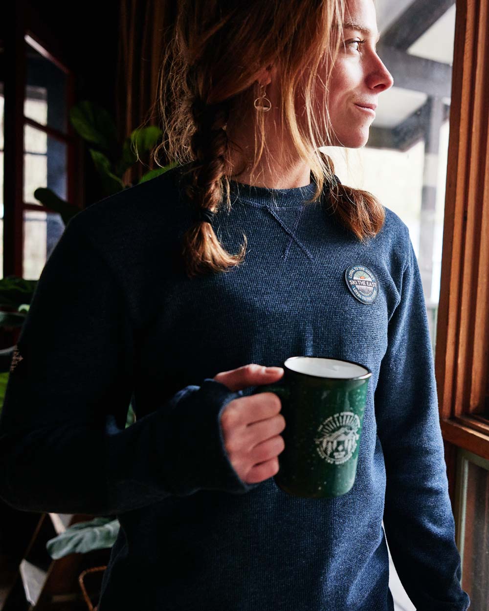 Women's Core Waffle Crew - Navy