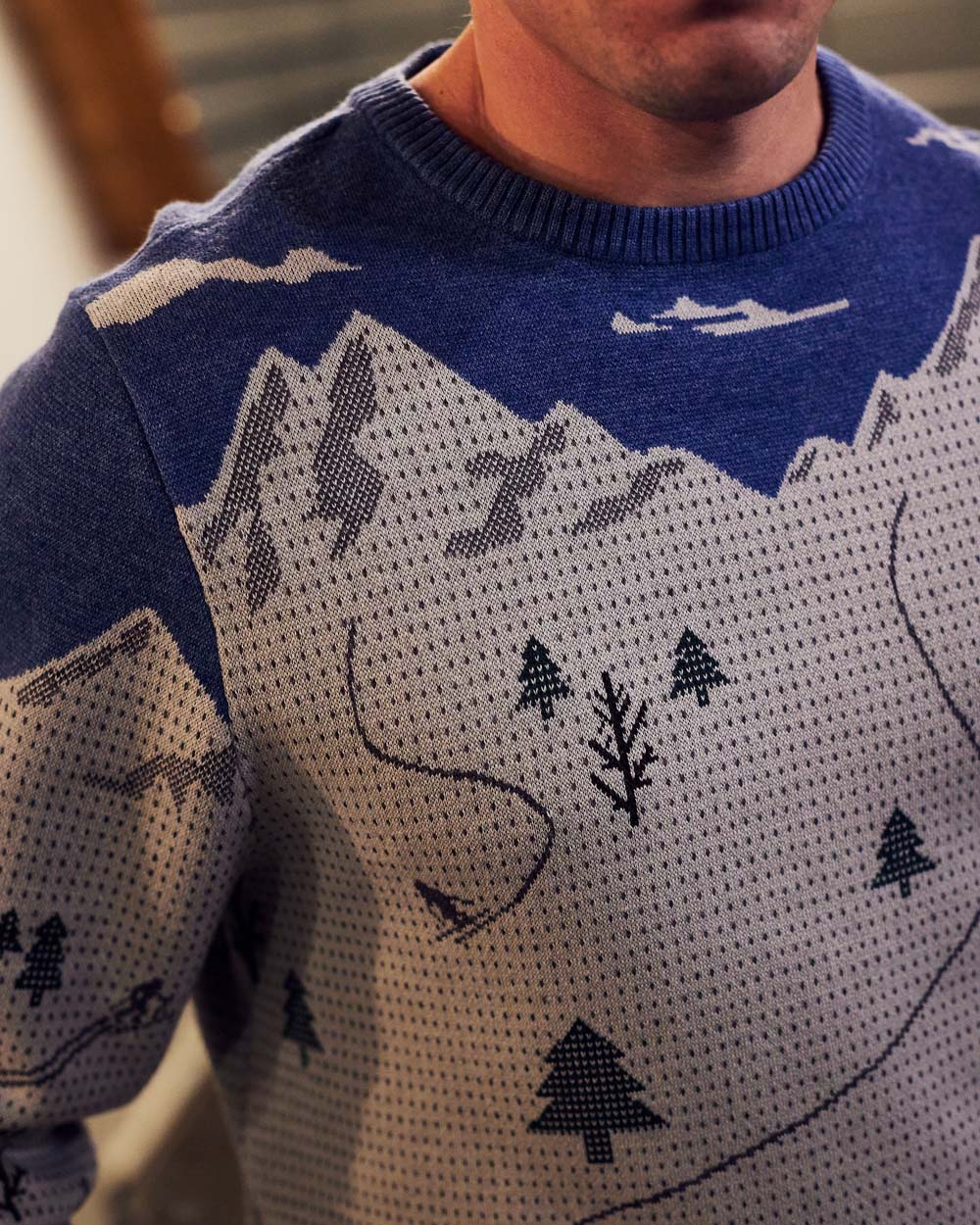 Peak Party Shredder Sweater - Navy/Gray