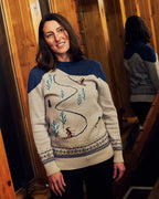Women's Powder Day Shredder Sweater - Teal/Gray