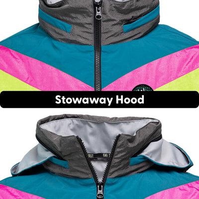 Neon Nights Zip Windbreaker - Tubular Teal