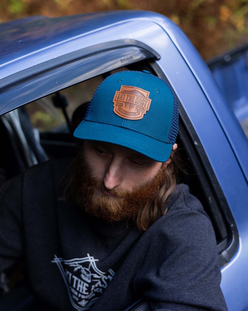 Born From Ice Trucker Hat - Indigo