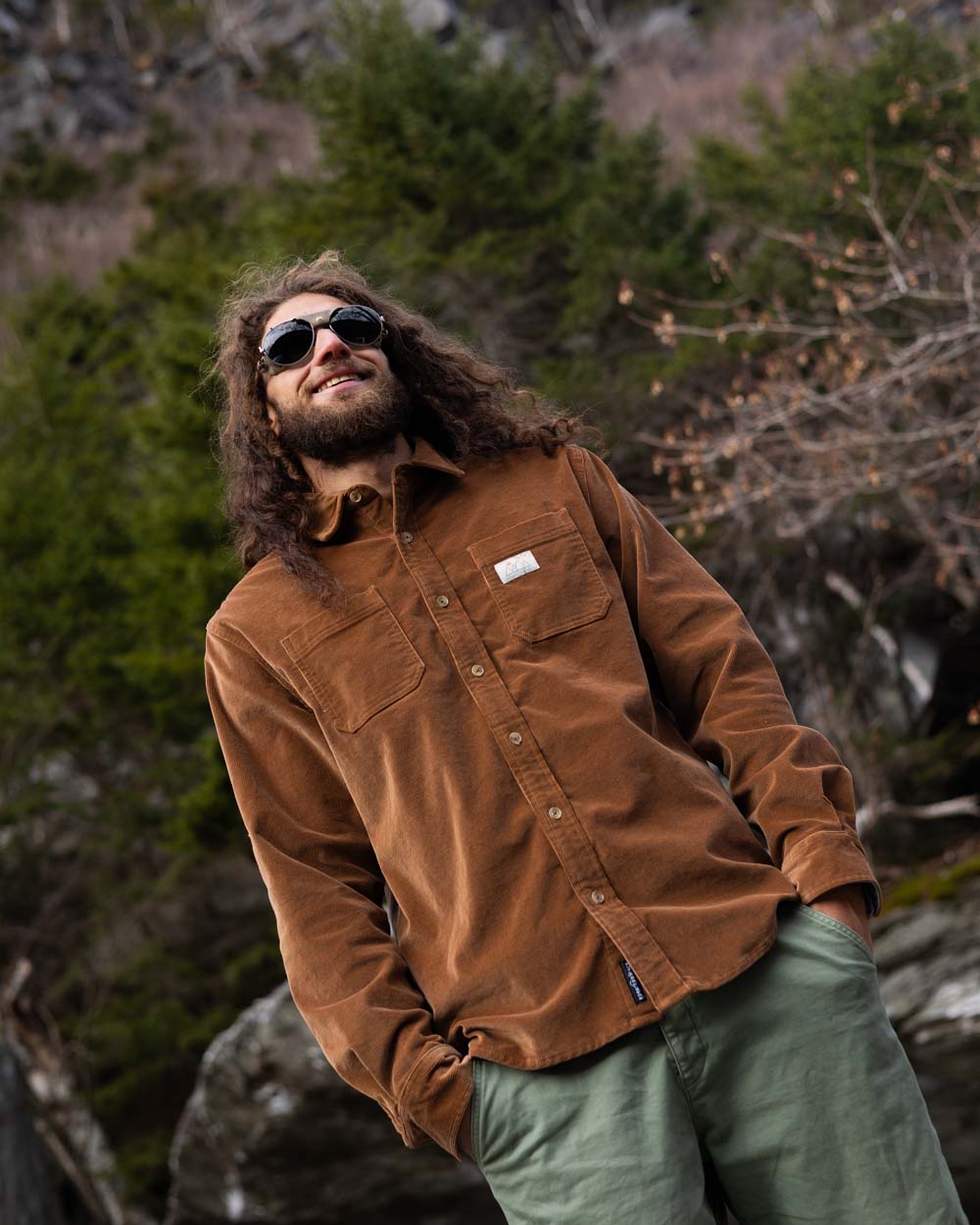 Cat Tracks Corduroy Shirt - Bark