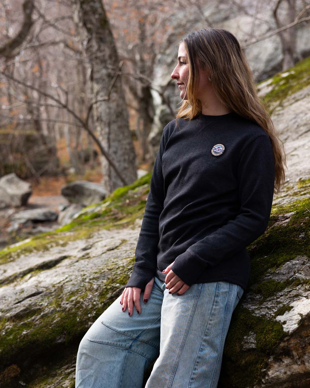 Women's Core Waffle Crew - Vintage Black