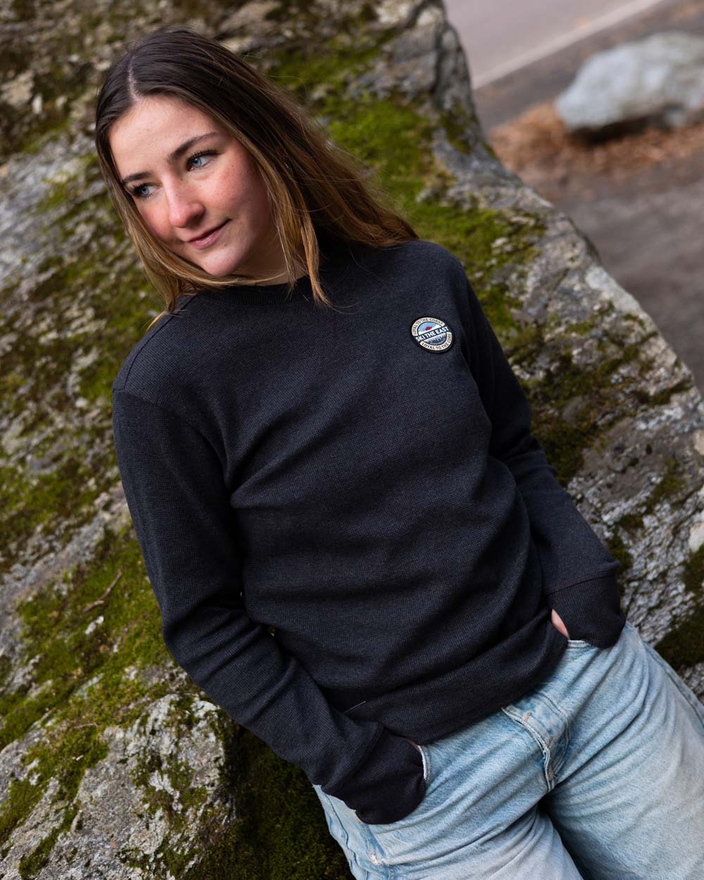 Women's Core Waffle Crew - Vintage Black