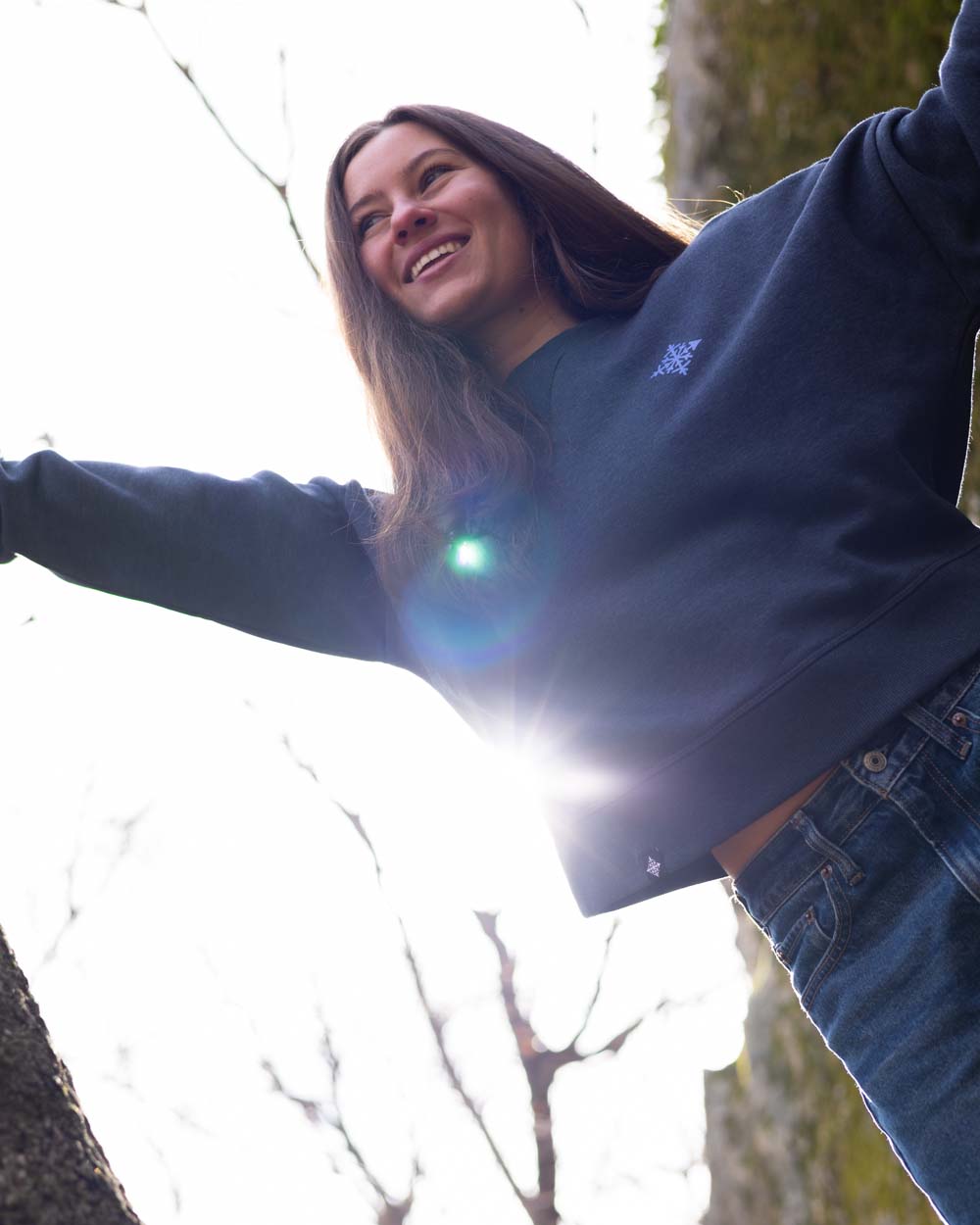 Women's Underhill Crop Crew Sweatshirt - Navy