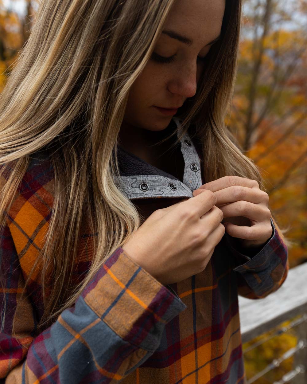 Women s Malo Fleece Lined Pullover Flannel Ridgeline Rust Ski