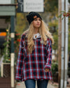 Women's Malo Pullover Hooded Snap Flannel - Red