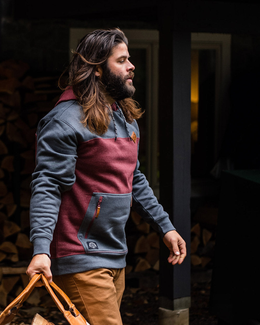 Crawford Pullover Hoodie - Charcoal & Brick