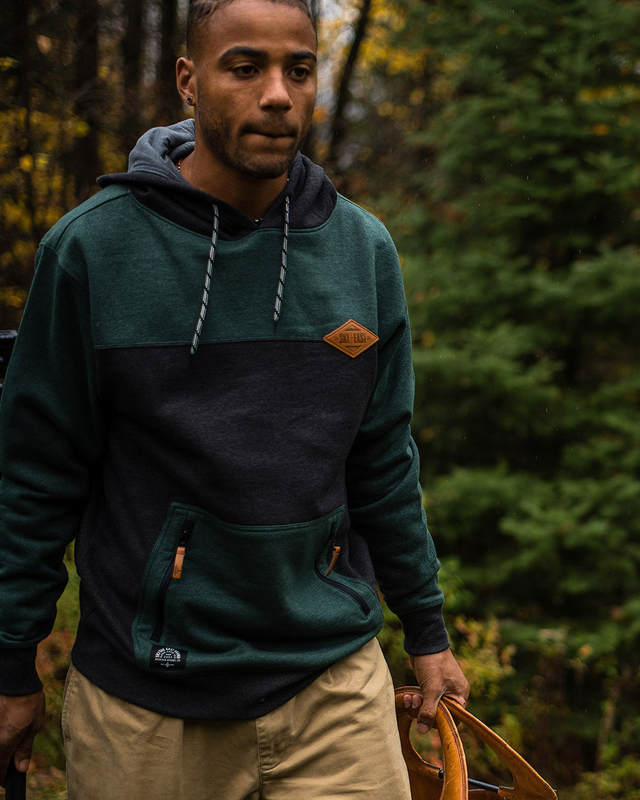 Crawford Pullover Hoodie - Forest & Vintage Black